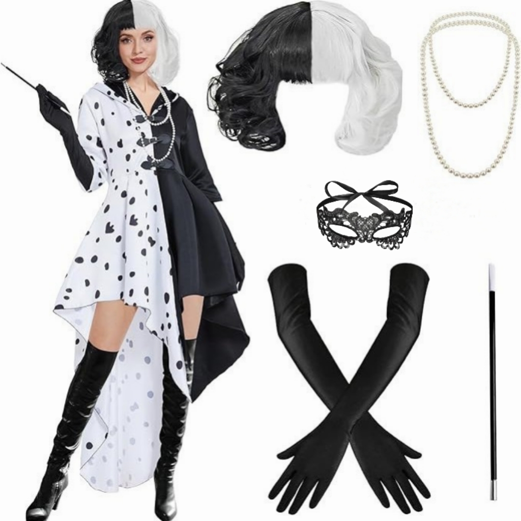 Women Inspired Cruella Cosplay - Black Face Mask Pack 评论和价格